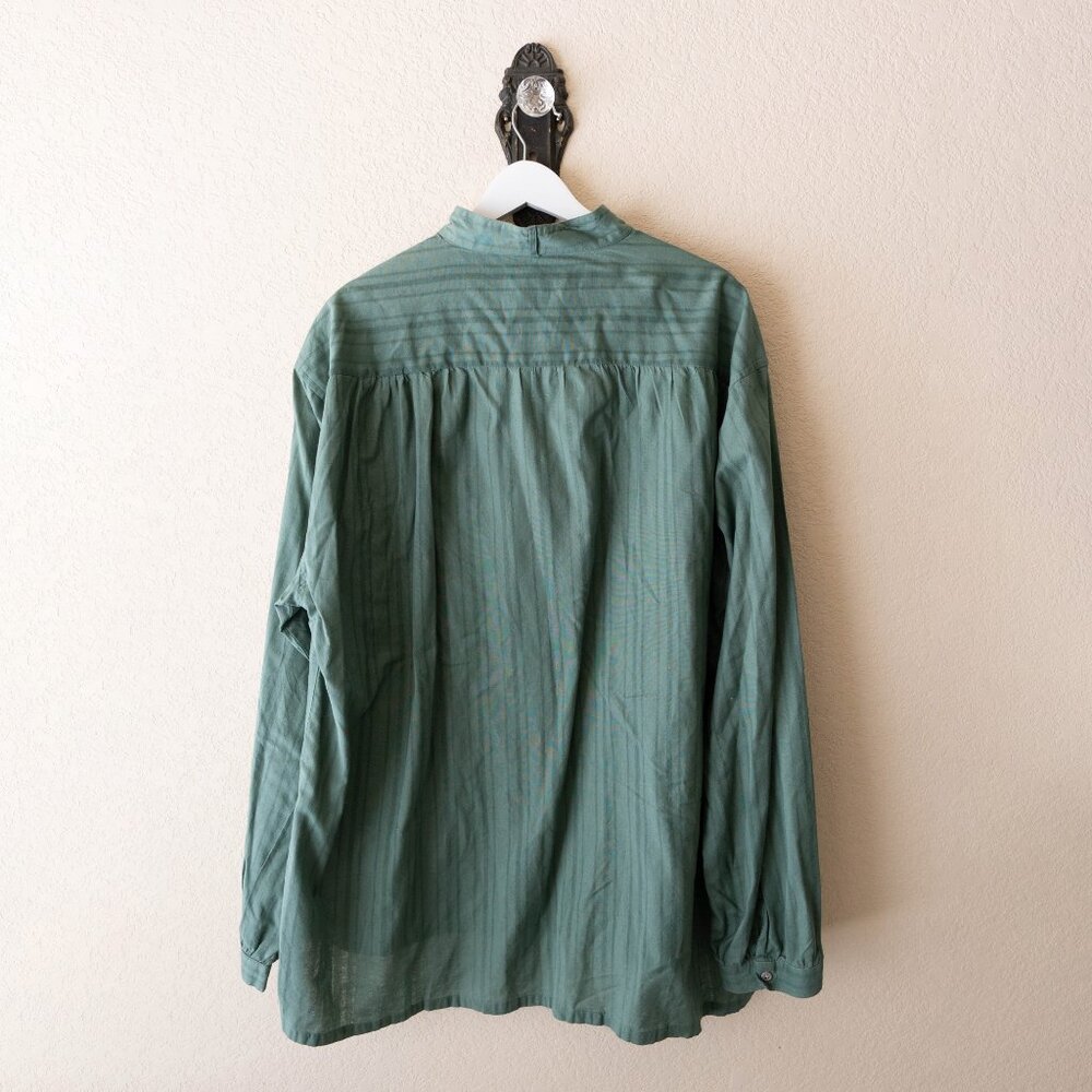 Scully Mens XXL Green Western Henley Button Shirt 100% Cotton Long Sleeve - Picture 8 of 9